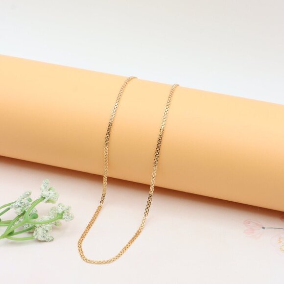 Rose Gold Classic Box Chain Necklace Gold Plated Brass, XPNL0290 - Picture 1 of 12
